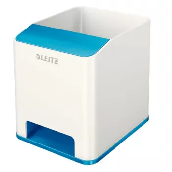 Leitz Sound Pen Holder WOW, Blue, White, Polystyrene, 90 mm, 101 mm, 100 mm, 140 g