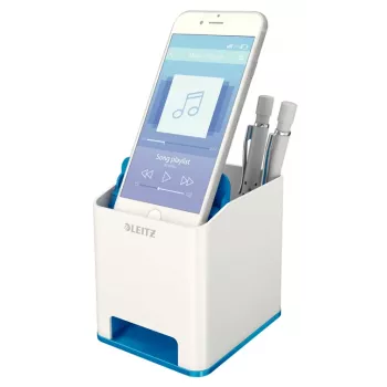 Leitz Sound Pen Holder WOW, Blue, White, Polystyrene, 90 mm, 101 mm, 100 mm, 140 g