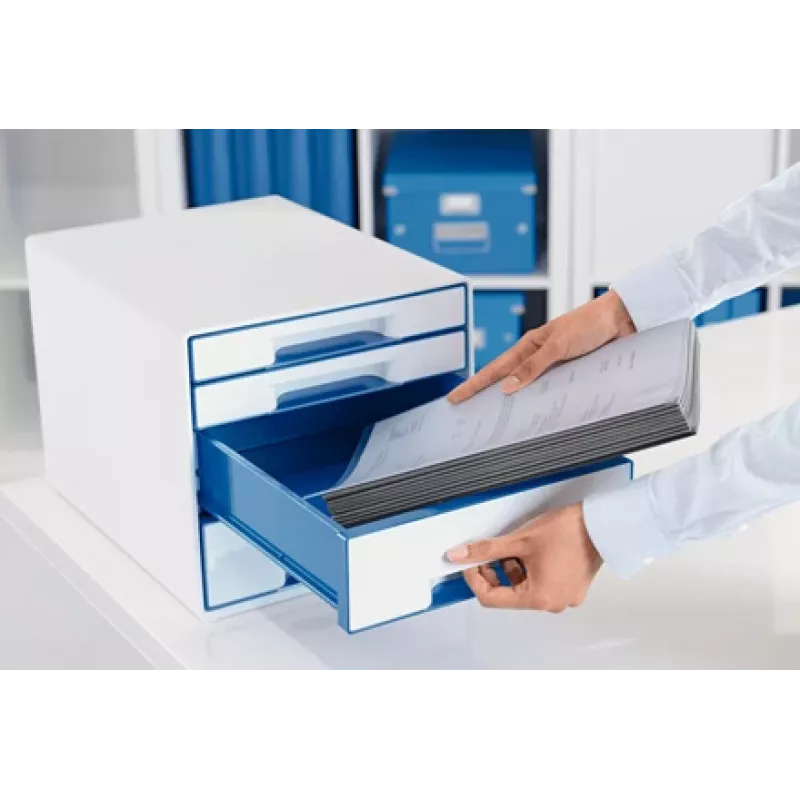 Leitz Drawer Cabinet WOW Cube 4-drawer, 4 drawer(s), Plastic, Blue, White, 1 pc(s), 287 mm, 270 mm