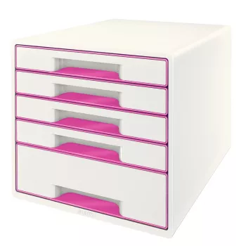 Leitz Drawer Cabinet WOW Cube 5-drawer, 5 drawer(s), Plastic, Pink, White, 1 pc(s), 270 mm, 287 mm