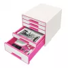 Leitz Drawer Cabinet WOW Cube 5-drawer, 5 drawer(s), Plastic, Pink, White, 1 pc(s), 270 mm, 287 mm