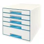 Leitz Drawer Cabinet WOW Cube 5-drawer, 5 drawer(s), Plastic, Blue, White, 1 pc(s), 287 mm, 270 mm