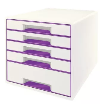 Leitz Drawer Cabinet WOW Cube 5-drawer, 5 drawer(s), Plastic, Purple, White, 1 pc(s), 287 mm, 270 mm