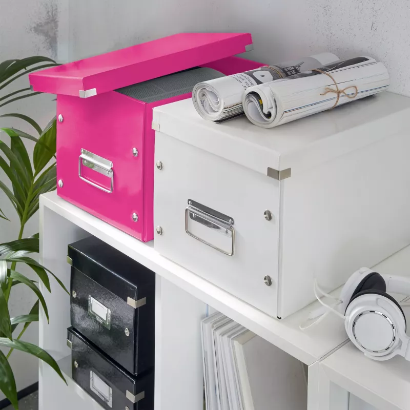 Leitz Box Click & Store WOW Cube Large Storage Box, Fuchsia, Carton, 320 mm, 360 mm, 310 mm