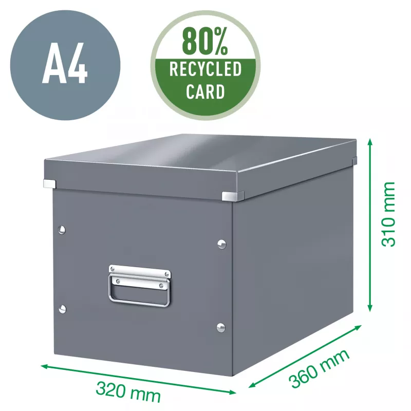 Leitz Box Click & Store WOW Cube Large Storage Box, Fuchsia, Carton, 320 mm, 360 mm, 310 mm