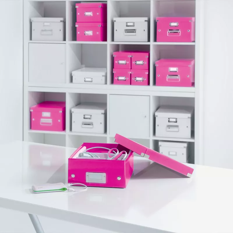 Leitz Box Click & Store WOW Cube Large Storage Box, Fuchsia, Carton, 320 mm, 360 mm, 310 mm