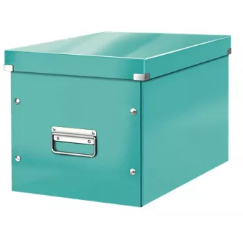 Leitz Box Click & Store WOW Cube Large Storage Box, Storage box, Turquoise, Rectangular, Carton, Monochromatic, Indoor