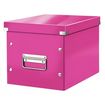 Leitz Storage Box Click & Store WOW Cube Medium, Fuchsia, Carton, 260 mm, 260 mm, 240 mm
