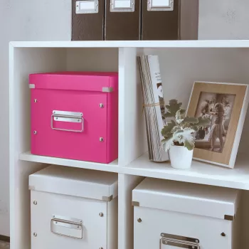 Leitz Storage Box Click & Store WOW Cube Medium, Fuchsia, Carton, 260 mm, 260 mm, 240 mm
