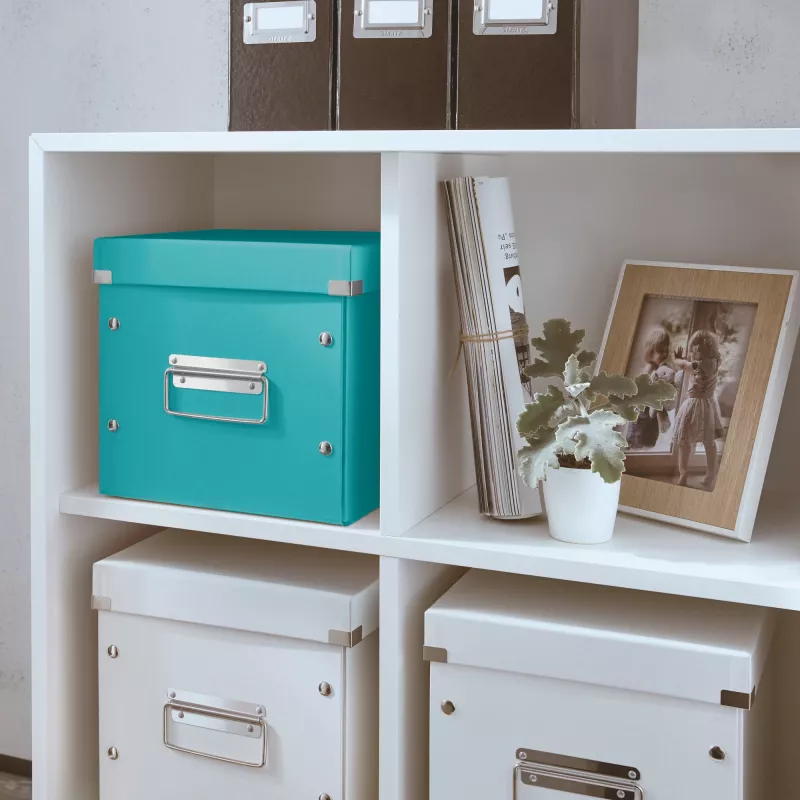 Leitz Storage Box Click & Store WOW Cube Medium, Turquoise, Carton, 260 mm, 260 mm, 240 mm