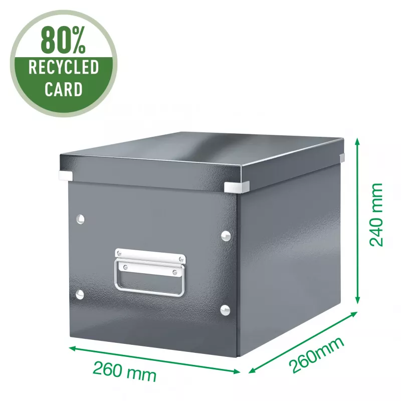 Leitz Storage Box Click & Store WOW Cube Medium, Turquoise, Carton, 260 mm, 260 mm, 240 mm