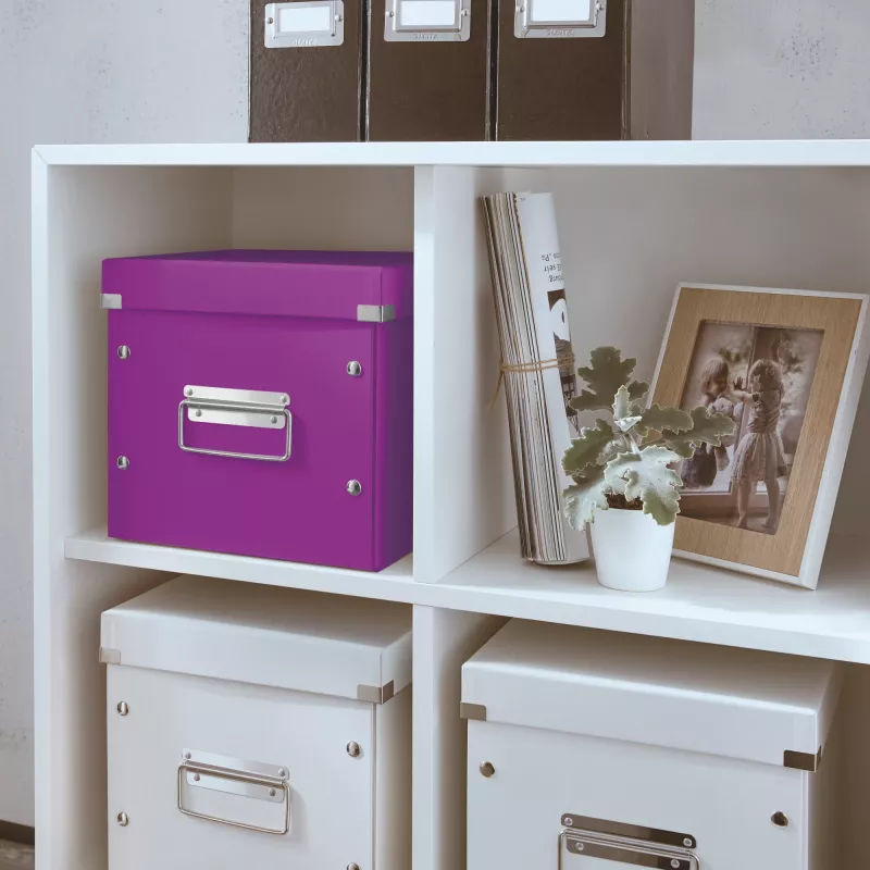 Leitz Storage Box Click & Store WOW Cube Medium, Purple, Carton, 260 mm, 260 mm, 240 mm