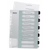 Leitz Indices Printable PP A4+ 1-10 WOW White/Black, Numeric tab index, Polypropylene (PP), Black, White, A4 Maxi, 245 mm, 305 mm