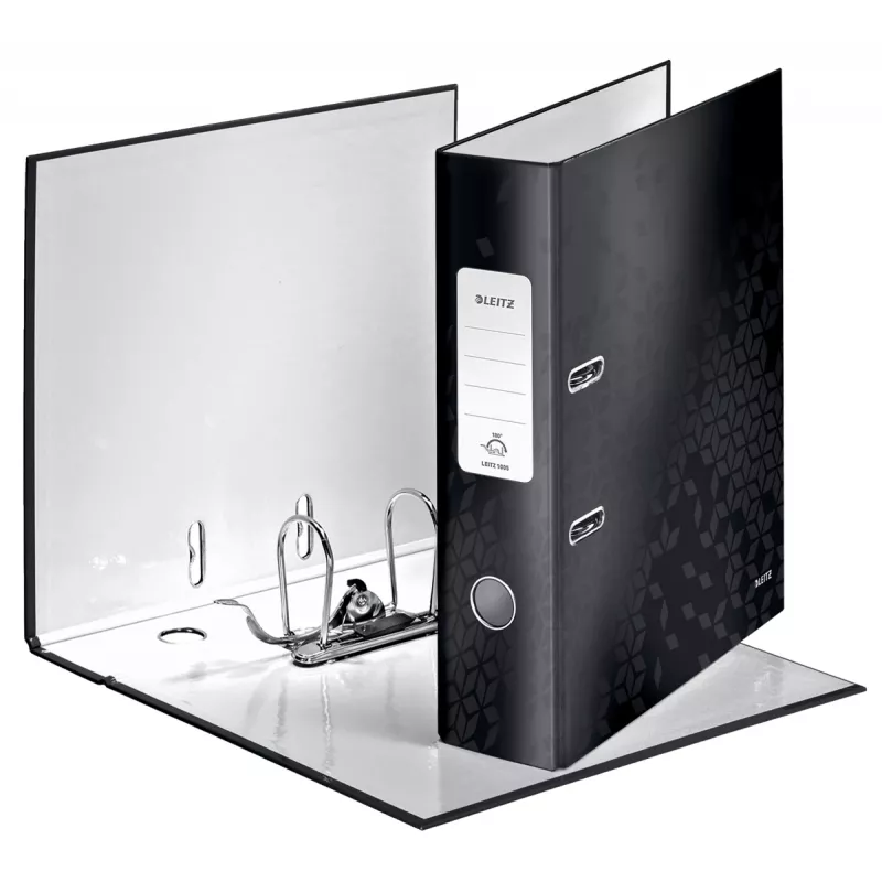 Leitz Lever Arch File 180° WOW POB/Laminated A4/80mm, A4, Carton, Black, 600 sheets, 80 g/m², 8 cm