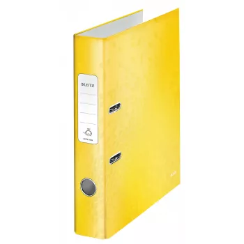 Leitz Lever Arch File 180° WOW POB/Laminated A4/50mm, A4, D-ring, Carton, Yellow, 350 sheets, 285 mm
