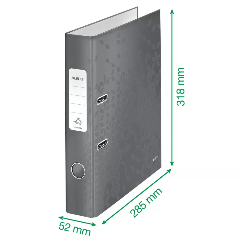 Leitz Lever Arch File 180° WOW POB/Laminated A4/50mm, A4, D-ring, Carton, Yellow, 350 sheets, 285 mm