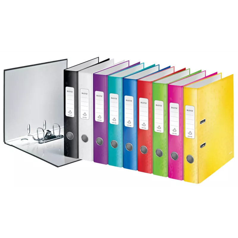 Leitz Lever Arch File 180° WOW POB/Laminated A4/50mm, A4, D-ring, Carton, Yellow, 350 sheets, 285 mm