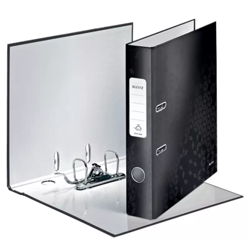 Leitz Lever Arch File 180° WOW POB/Laminated A4/50mm, A4, Q-ring, Storage, Carton, Black, 350 sheets