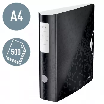 Leitz Lever Arch File Active PP WOW A4/80mm, A4, D-ring, Storage, Polyfoam, Black, 500 sheets