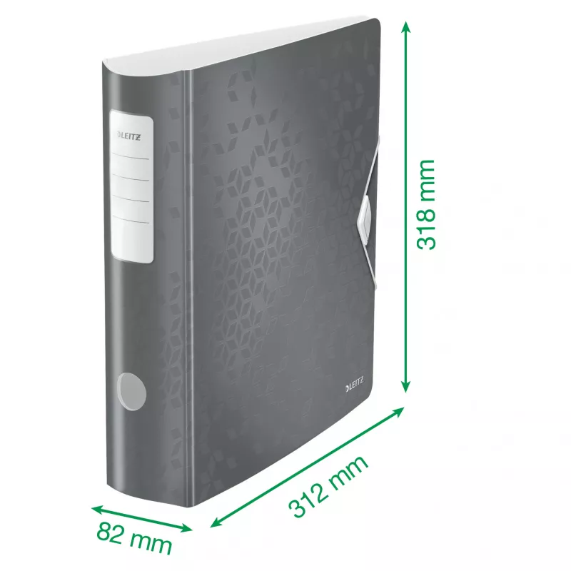 Leitz Lever Arch File Active PP WOW A4/80mm, A4, D-ring, Storage, Polyfoam, Black, 500 sheets