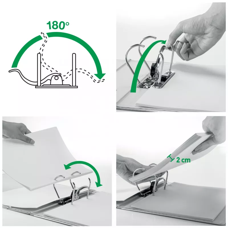 Leitz Lever Arch File Active PP WOW A4/65mm, A4, D-ring, Storage, Polyfoam, White, 350 sheets