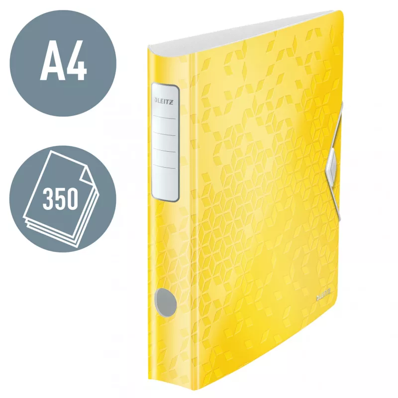 Leitz Lever Arch File Active PP WOW A4/65mm, A4, D-ring, Storage, Polyfoam, Yellow, 350 sheets