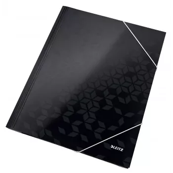 Leitz 3-Flap Folder WOW Card/POB A4, Flap folder, A4, Polypropylene (PP), Black, 150 sheets, Elastic band