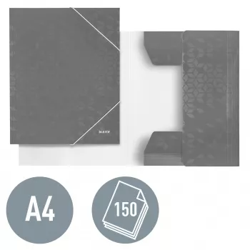 Leitz 3-Flap Folder WOW Card/POB A4, Flap folder, A4, Polypropylene (PP), Black, 150 sheets, Elastic band