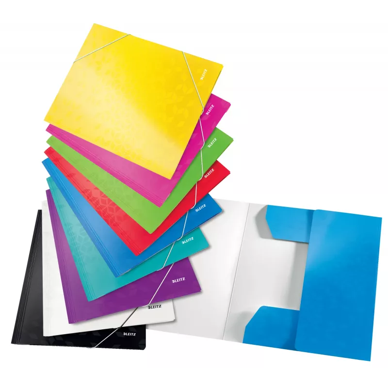 Leitz 3-Flap Folder WOW Card/POB A4, Flap folder, A4, Polypropylene (PP), Black, 150 sheets, Elastic band