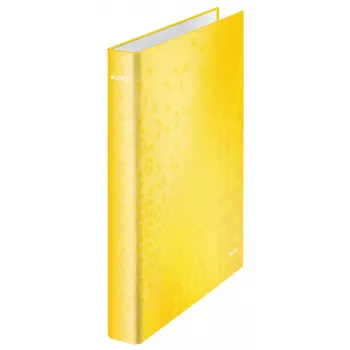 Leitz Ringbinder WOW Laminated A4+ 2DR/25mm, A4+, D-ring, Carton, Yellow, 250 sheets, 80 g/m²