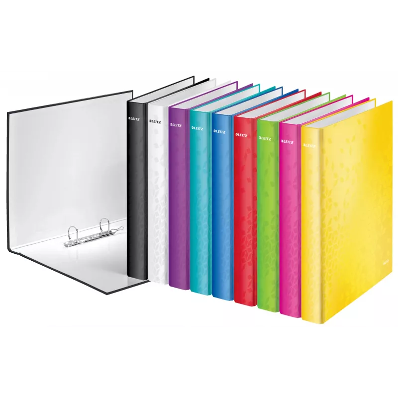 Leitz Ringbinder WOW Laminated A4+ 2DR/25mm, A4+, D-ring, Carton, Black, 250 sheets, 80 g/m²