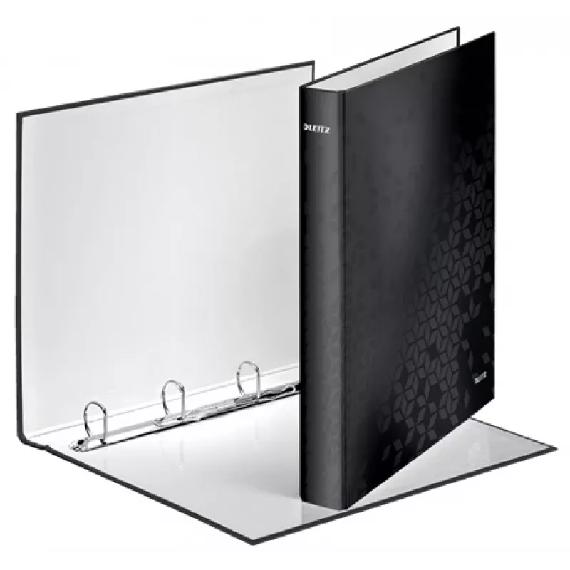 Leitz Ringbinder WOW Laminated A4+ 4DR/25mm, A4, Round ring, Storage, Carton, Black, Glossy