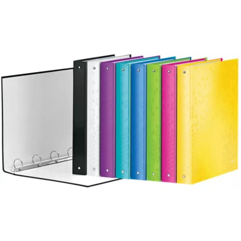 Leitz Ringbinder WOW Laminated A4+ 4DR/25mm, A4, Round ring, Storage, Carton, Black, Glossy