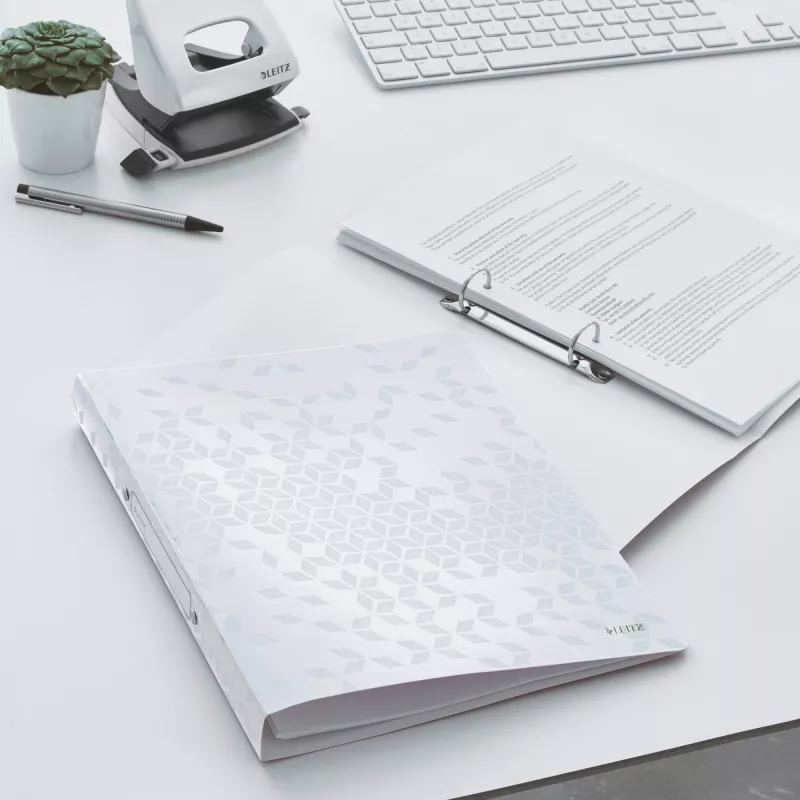 Leitz Ringbinder WOW PP A4 2RR/25mm, A4, Round ring, Polypropylene (PP), White, 190 sheets, 80 g/m²