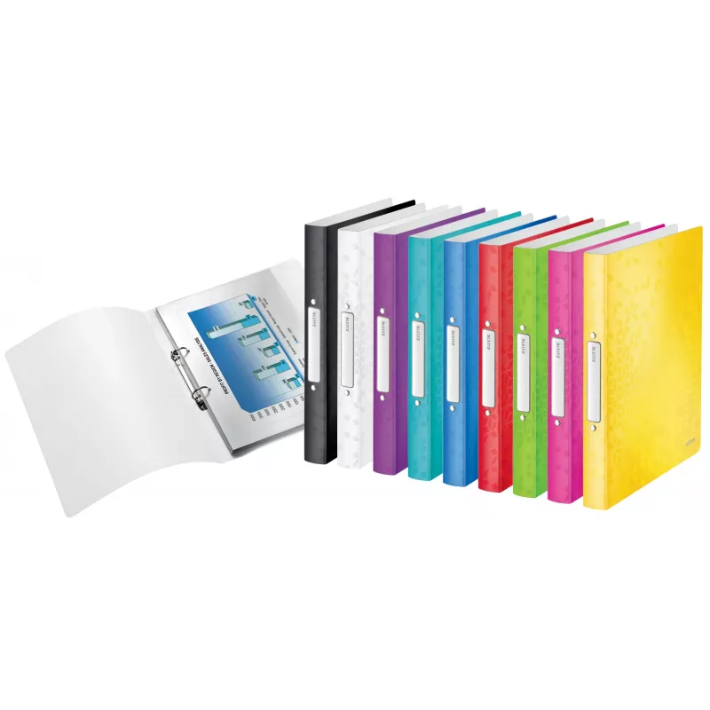 Leitz Ringbinder WOW PP A4 2RR/25mm, A4, Round ring, Polypropylene (PP), Yellow, 190 sheets, 80 g/m²