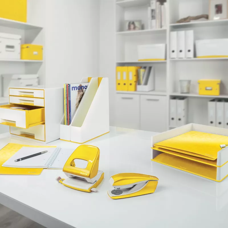 Leitz Ringbinder WOW PP A4 2RR/25mm, A4, Round ring, Polypropylene (PP), Yellow, 190 sheets, 80 g/m²