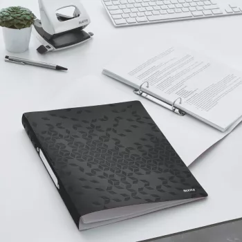 Leitz Ringbinder WOW PP A4 2RR/25mm, A4, Round ring, Polypropylene (PP), Black, 190 sheets, 80 g/m²
