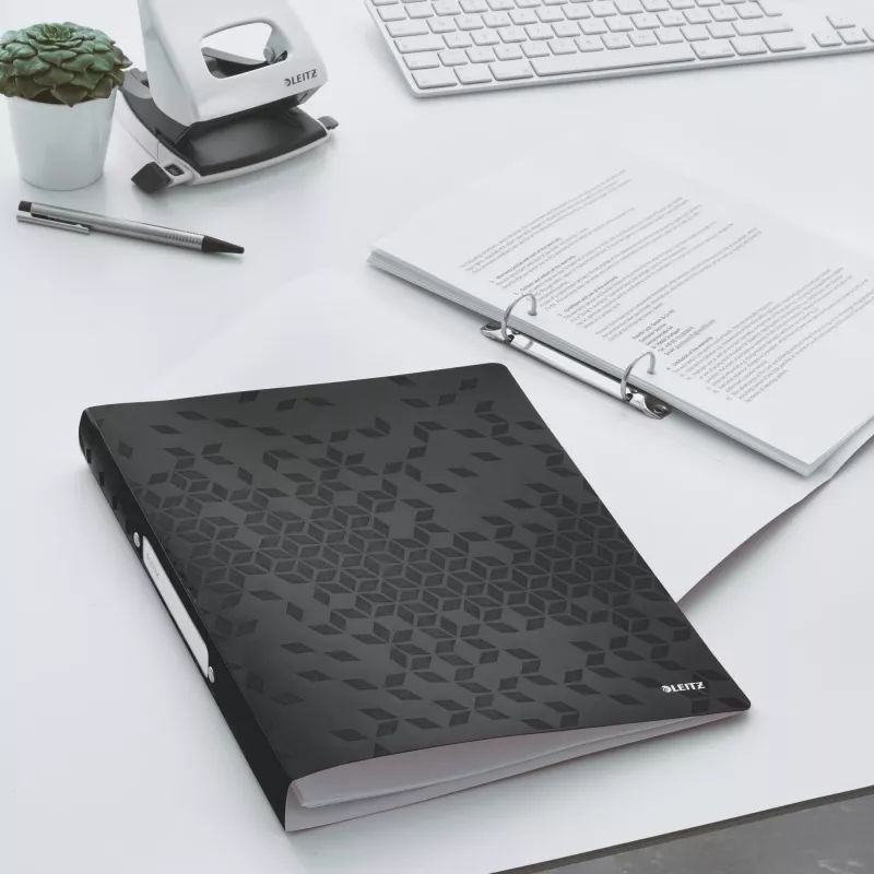Leitz Ringbinder WOW PP A4 2RR/25mm, A4, Round ring, Polypropylene (PP), Black, 190 sheets, 80 g/m²