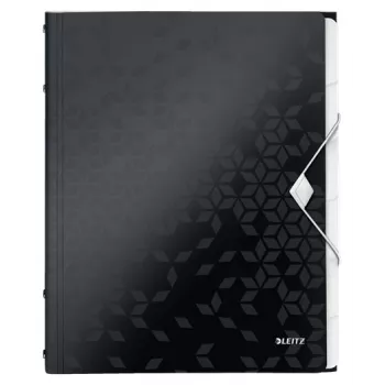 Leitz Divider Book WOW PP 6 tabs, Conventional file folder, A4, Polypropylene (PP), Black, Glossy, 200 sheets