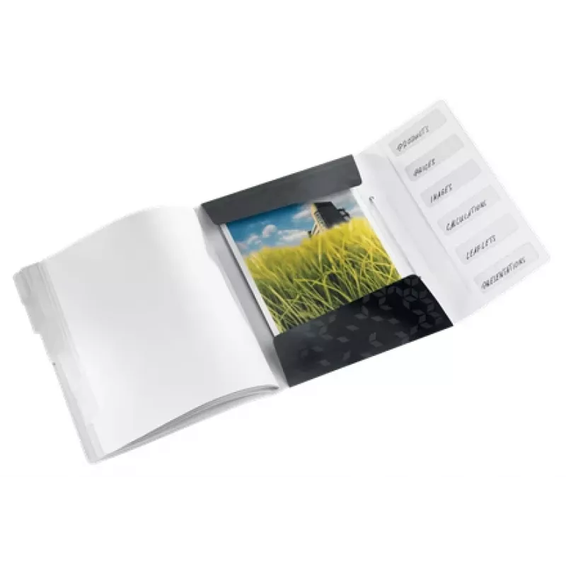 Leitz Divider Book WOW PP 6 tabs, Conventional file folder, A4, Polypropylene (PP), Black, Glossy, 200 sheets