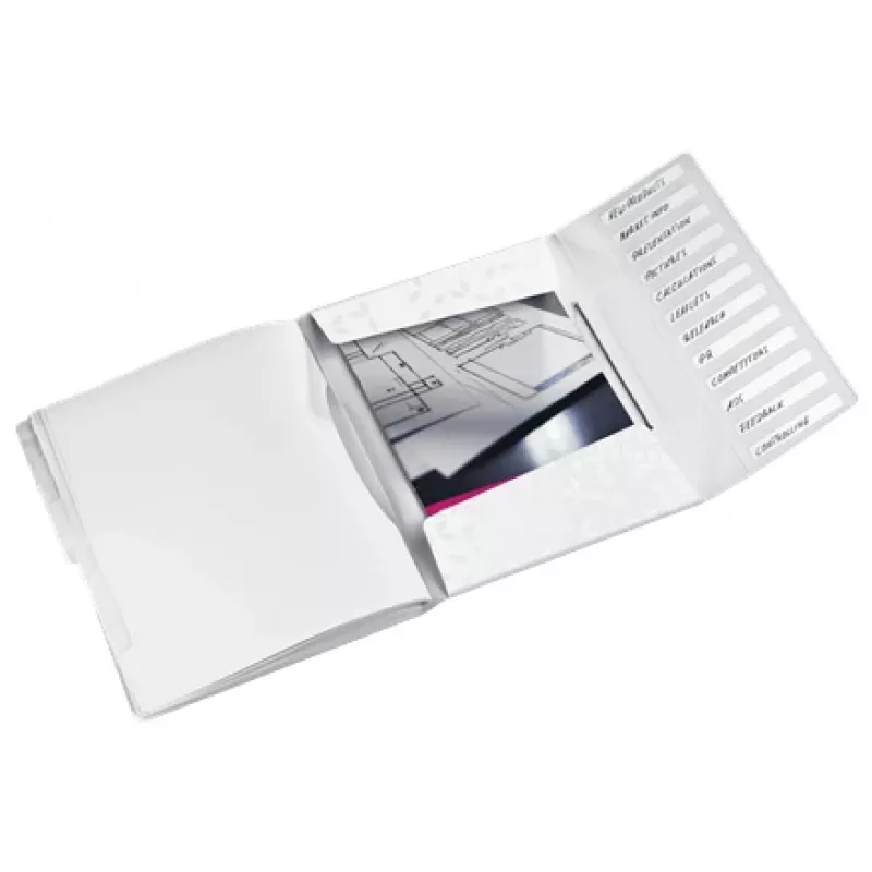 Leitz Divider Book WOW PP 12 tabs, Conventional file folder, A4, Polypropylene (PP), White, Glossy, 200 sheets
