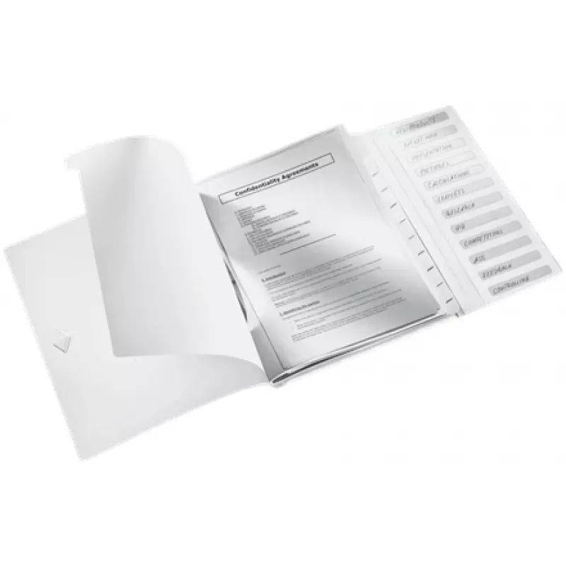 Leitz Divider Book WOW PP 12 tabs, Conventional file folder, A4, Polypropylene (PP), White, Glossy, 200 sheets