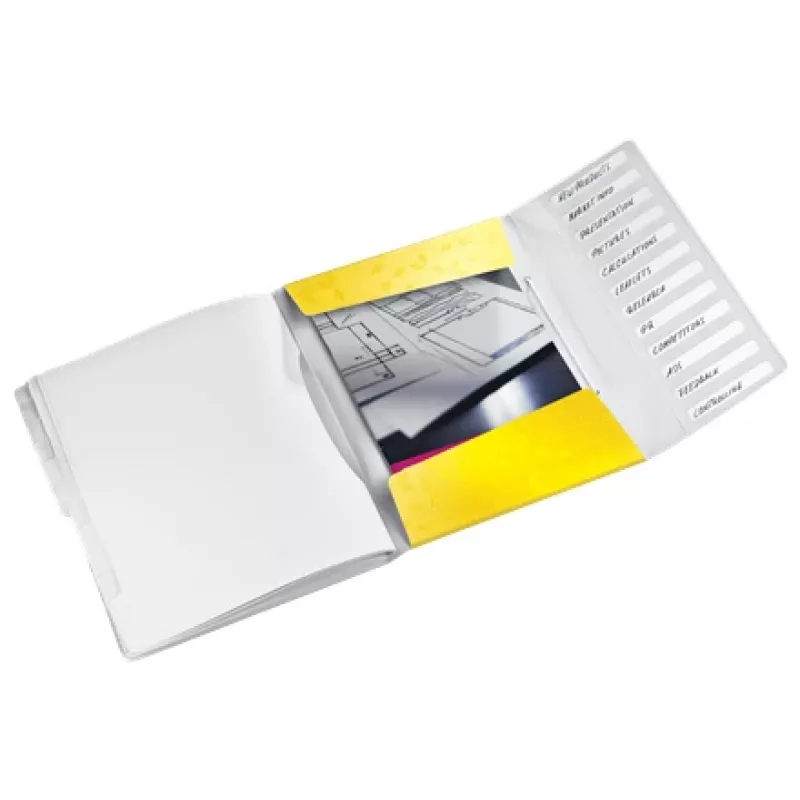 Leitz Divider Book WOW PP 12 tabs, A4, Polypropylene (PP), Yellow, 200 sheets, 80 g/m², 265 mm