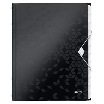 Leitz Divider Book WOW PP 12 tabs, Conventional file folder, A4, Polypropylene (PP), Black, Glossy, 200 sheets