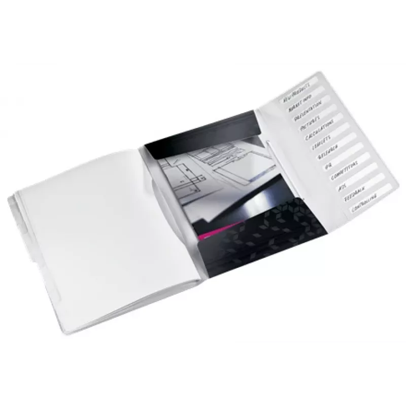Leitz Divider Book WOW PP 12 tabs, Conventional file folder, A4, Polypropylene (PP), Black, Glossy, 200 sheets