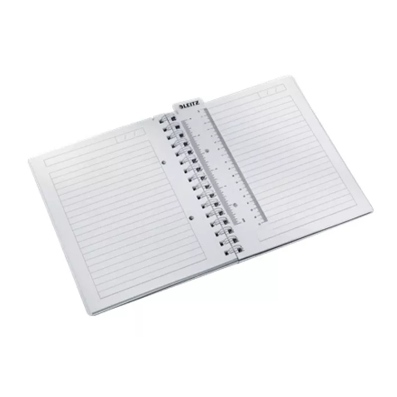 Leitz WOW Notebook A5 ruled, wirebound with PP cover, Monochromatic, White, A5, 80 sheets, 80 g/m², Lined paper