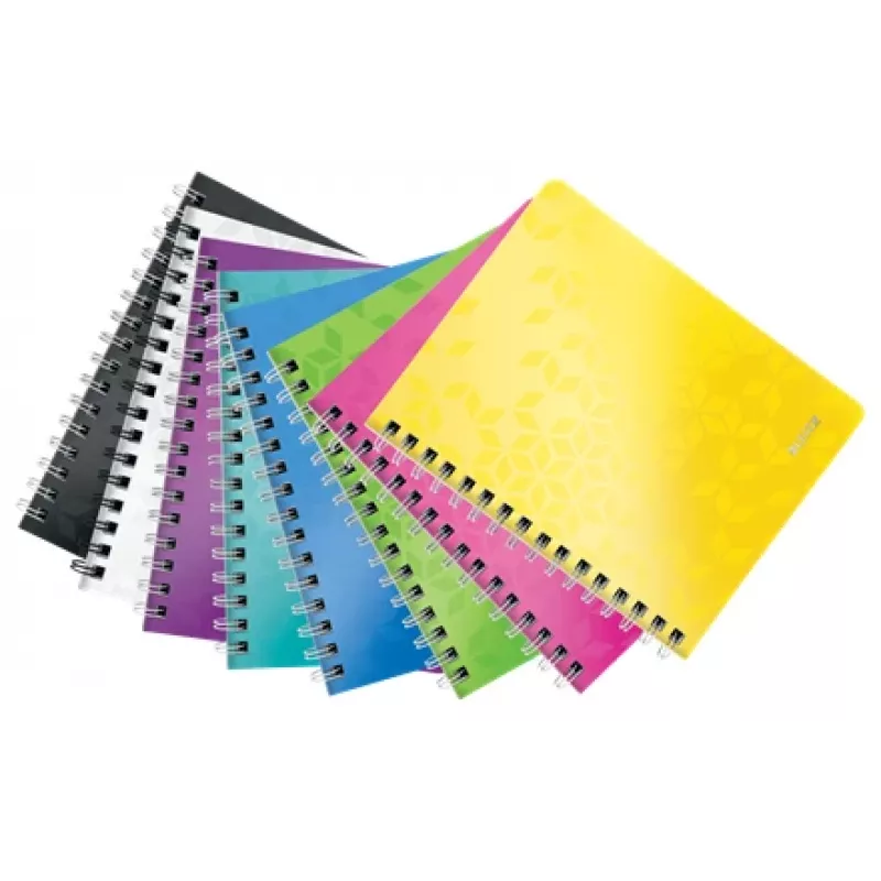 Leitz WOW Notebook A5 ruled, wirebound with PP cover, Monochromatic, White, A5, 80 sheets, 80 g/m², Lined paper