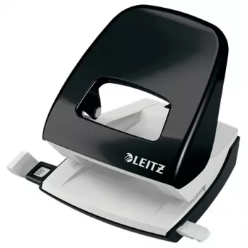 Leitz Hole Punch WOW 5008 Metal 2-hole / 30sheets, 30 sheets, Black, White, Metal, 8 cm, 5.5 mm, A4, A5, A6, Folio, US-Quart, 8 x 8 x 8 cm