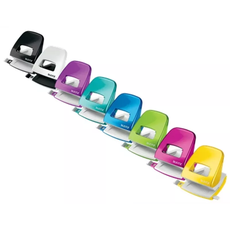 Leitz Hole Punch WOW 5008 Metal 2-hole / 30sheets, 30 sheets, Black, White, Metal, 8 cm, 5.5 mm, A4, A5, A6, Folio, US-Quart, 8 x 8 x 8 cm