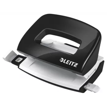 Leitz Hole Punch WOW Mini 2-hole / 10sheets, 10 sheets, Black, White, Plastic, 8 cm, 5.5 mm, A4, A5, A6, Folio, US-Quart, 8 x 8 x 8cm